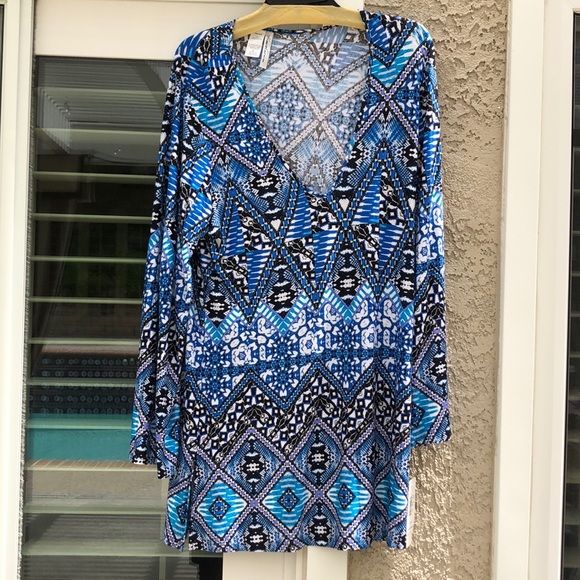 Kenneth Cole Blue Long Sleeve Top SzLG NWTS - Picture 1 of 10